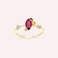 Arist 0.75 CT Ruby and Multicolor Sapphire Yellow Gold Ring
