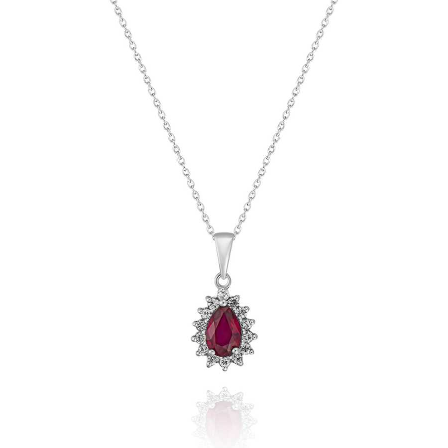 0,76 Karat Pırlantalı Yakut Kolye