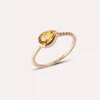 Arlo 0.77 CT Teardrop-Cut Yellow Sapphire and Diamond Rose Gold Ring