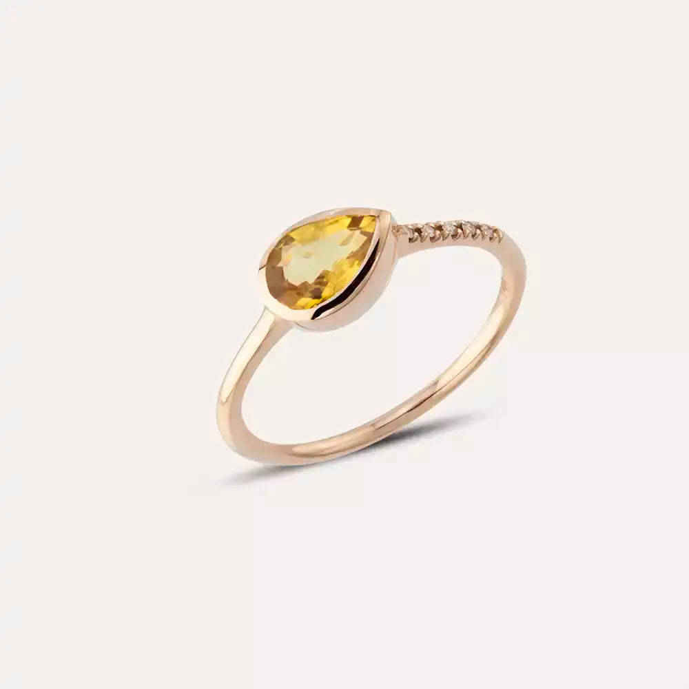 Arlo 0.77 CT Teardrop-Cut Yellow Sapphire and Diamond Rose Gold Ring