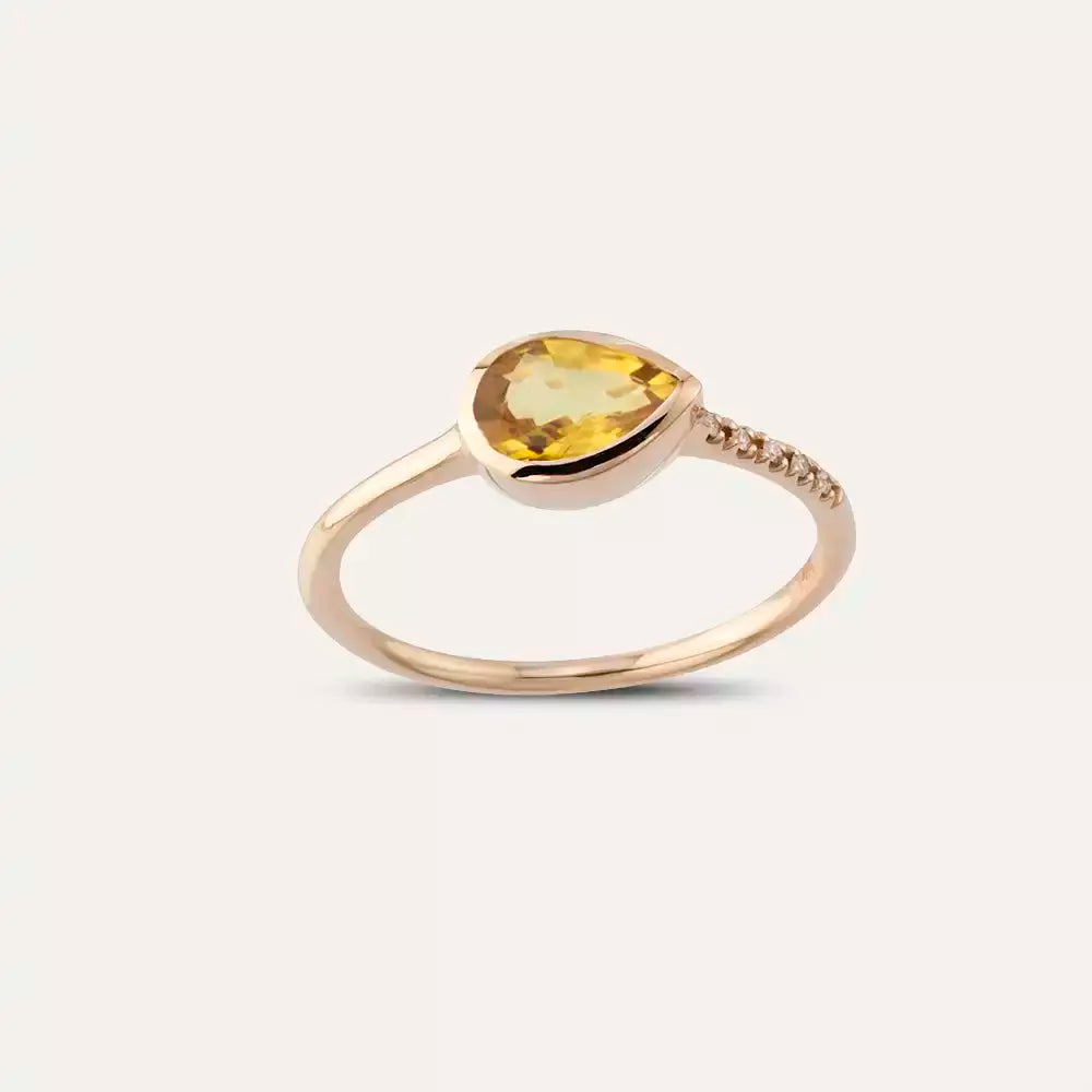 Arlo 0.77 CT Teardrop-Cut Yellow Sapphire and Diamond Rose Gold Ring