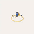 Arist 0.77 CT Diamond and Multicolor Sapphire Yellow Gold Ring