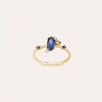 Arist 0.77 CT Diamond and Multicolor Sapphire Yellow Gold Ring