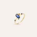Arist 0.77 CT Diamond and Multicolor Sapphire Yellow Gold Ring