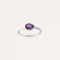 0.78 CT Pear Cut Amethyst and Diamond White Gold Ring