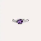 0.78 CT Pear Cut Amethyst and Diamond White Gold Ring