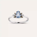 Dew 0.81 CT Blue Sapphire and Brown Diamond White Gold Ring