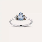 Dew 0.81 CT Blue Sapphire and Brown Diamond White Gold Ring