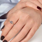 Dew 0.81 CT Blue Sapphire and Brown Diamond White Gold Ring