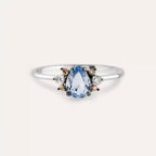 Dew 0.81 CT Blue Sapphire and Brown Diamond White Gold Ring