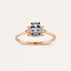 Navy 0.81 CT Light Blue Sapphire and Diamond Rose Gold Ring