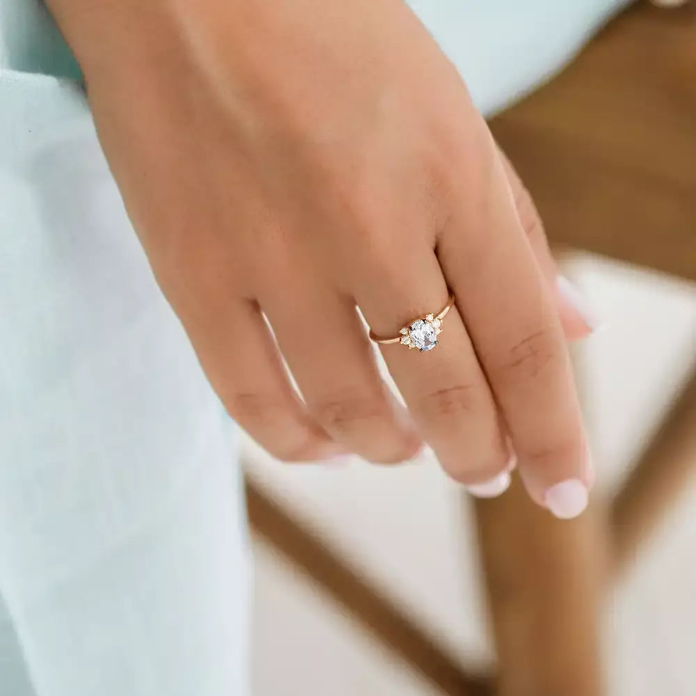 Navy 0.81 CT Light Blue Sapphire and Diamond Rose Gold Ring