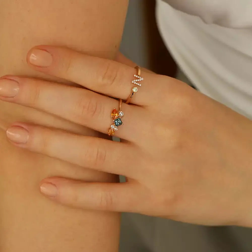 Candy 0.81 CT Multicolor Sapphire and Diamond Rose Gold Ring
