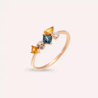 Candy 0.81 CT Multicolor Sapphire and Diamond Rose Gold Ring