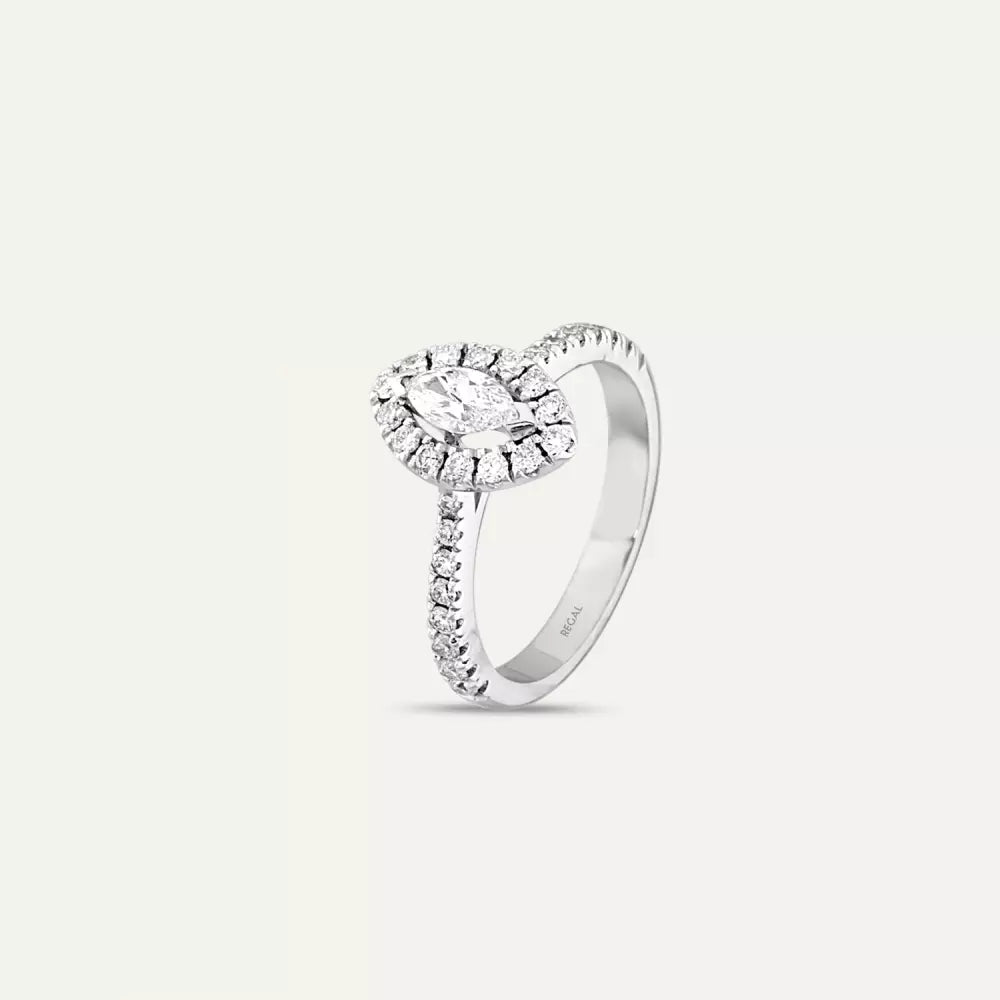 0.82 CT Marquise Cut Diamond White Gold Ring