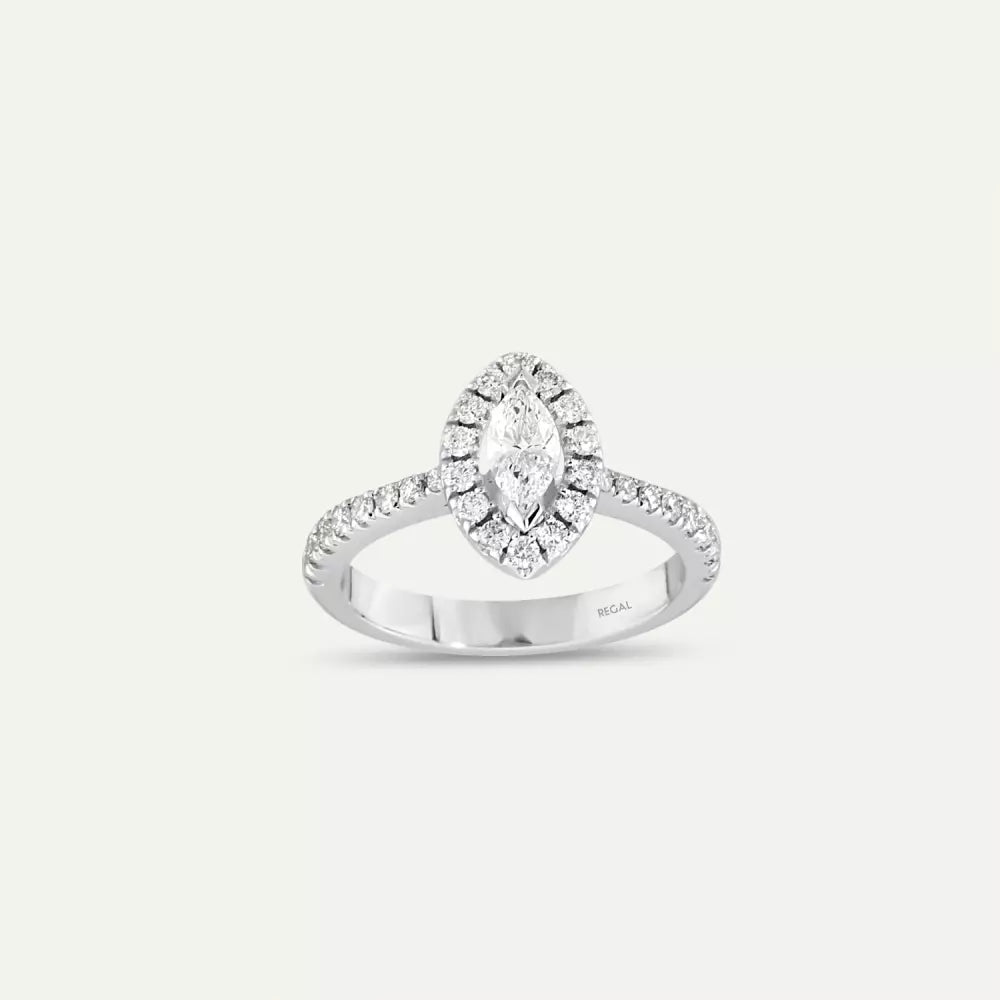 0.82 CT Marquise Cut Diamond White Gold Ring