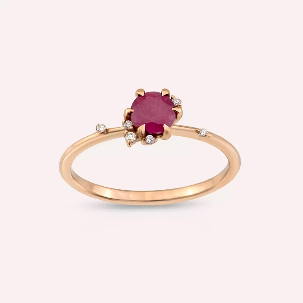 Susan 0.82 CT Ruby and Diamond Rose Gold Ring