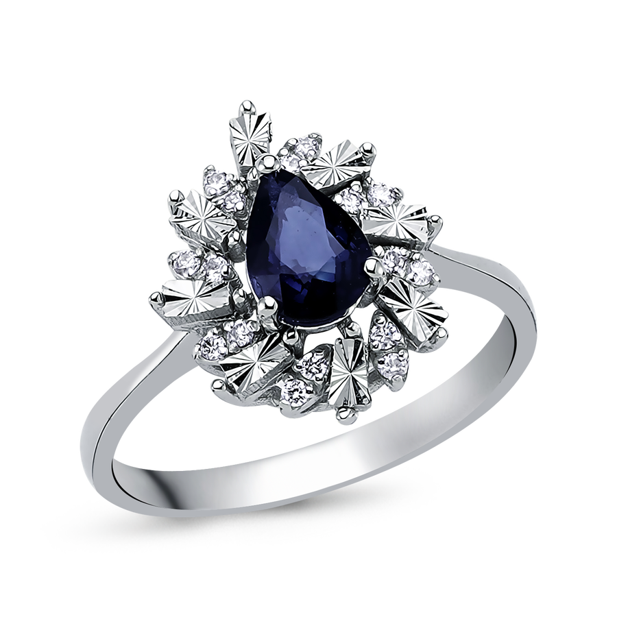0,82 Karat Pırlantalı Safir Yüzük