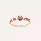 Chroma 0.84 CT Brown Diamond and Pink Sapphire Rose Gold Ring