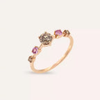 Chroma 0.84 CT Brown Diamond and Pink Sapphire Rose Gold Ring