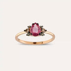 Dew 0.84 CT Multicolor Sapphire and Brown Diamond Rose Gold Ring