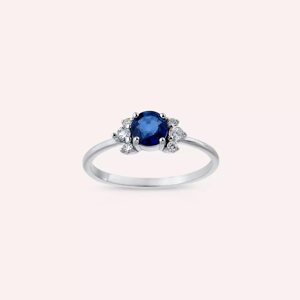 0.84 CT Sapphire and Diamond White Gold Ring