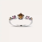 Chroma 0.85 CT Brown Diamond and Pink Sapphire White Gold Ring