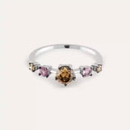 Chroma 0.85 CT Brown Diamond and Pink Sapphire White Gold Ring