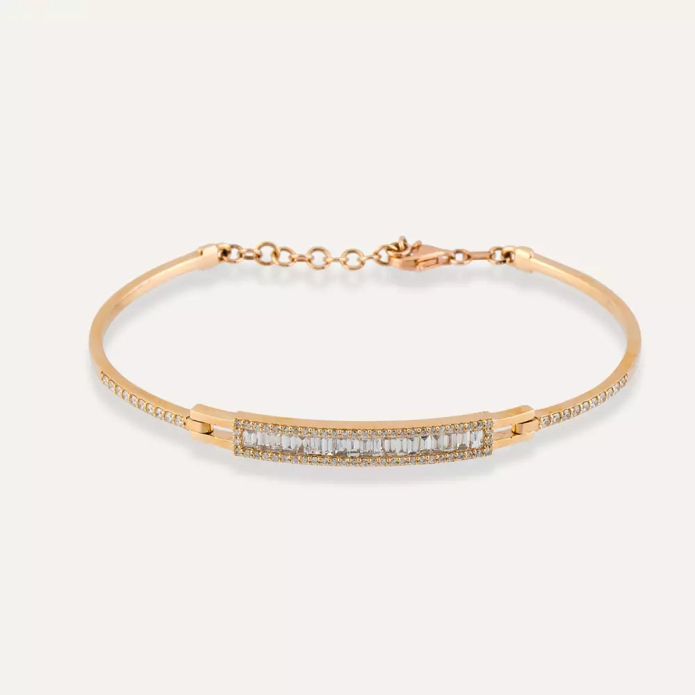 0.87 CT Baguette Diamond Rose Gold Bracelet