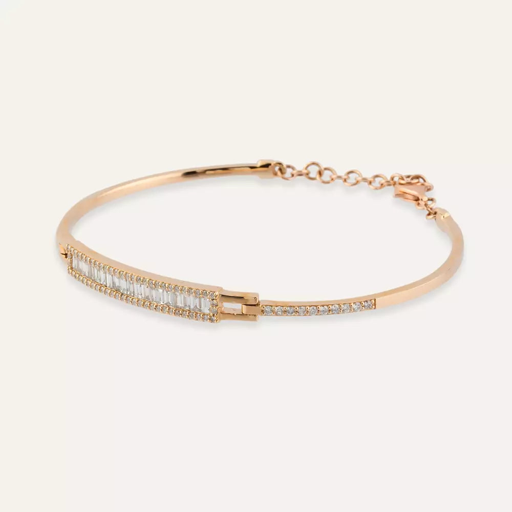 0.87 CT Baguette Diamond Rose Gold Bracelet