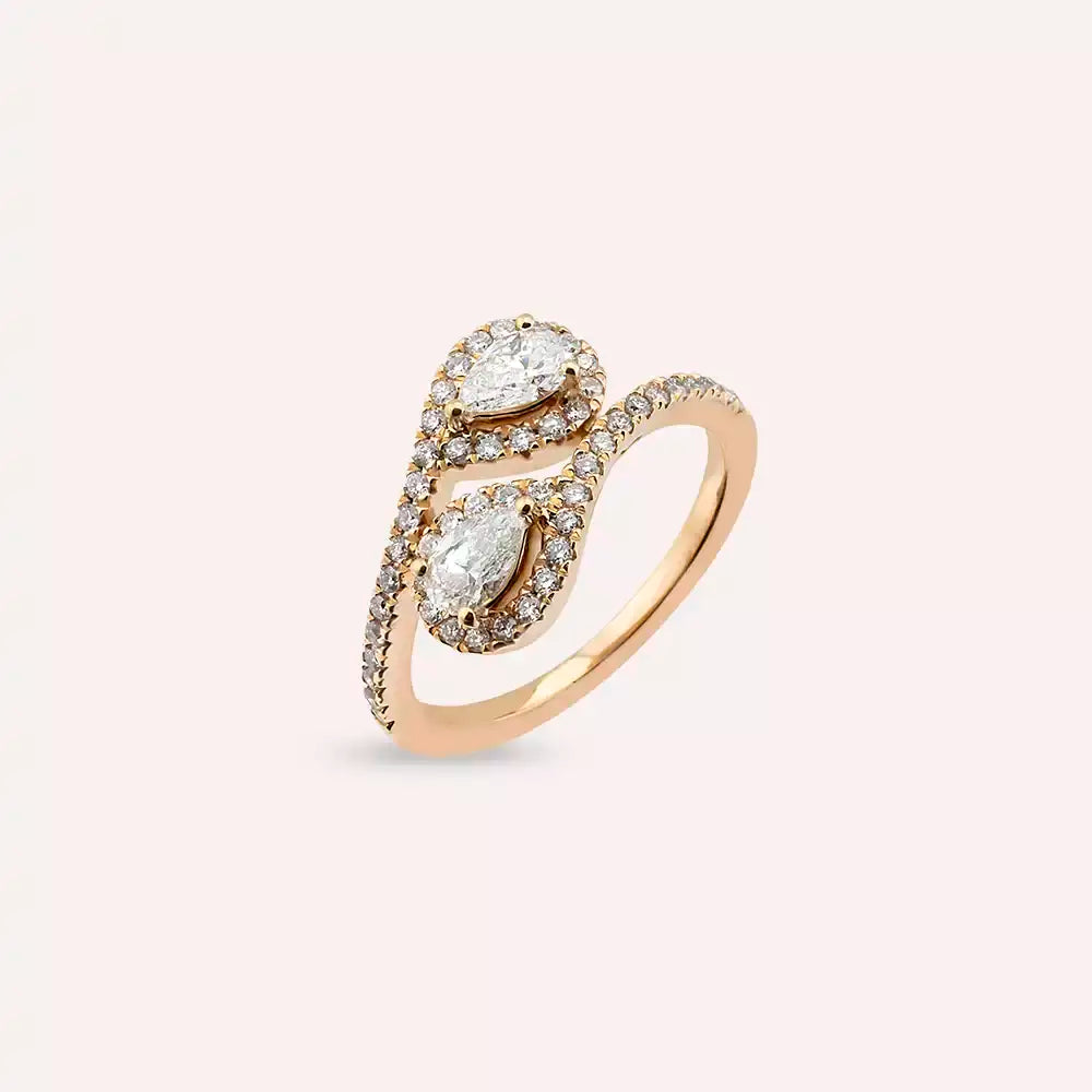 0.88 CT Pear Diamond Rose Gold Ring