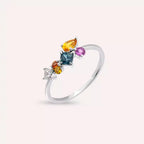 Candy 0.88 CT Multicolor Sapphire and Diamond White Gold Ring