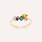 Candy 0.88 CT Multi-Color Sapphire and Diamond Yellow Gold Ring