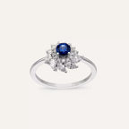 0.88 CT Sapphire and Diamond White Gold Ring