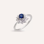 0.88 CT Sapphire and Diamond White Gold Ring