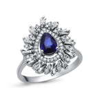 0,88 Karat Pırlantalı Safir Yüzük