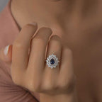 0,88 Karat Pırlantalı Safir Yüzük