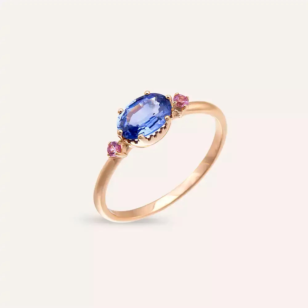 Swing 0.89 CT Blue and Pink Sapphire Rose Gold Ring