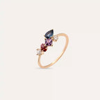 Candy 0.89 CT Multicolor Sapphire and Diamond Rose Gold Ring