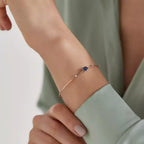 0.90 CT Oval Cut Blue Sapphire and Diamond Rose Gold Bracelet