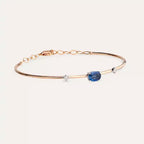 0.90 CT Oval Cut Blue Sapphire and Diamond Rose Gold Bracelet