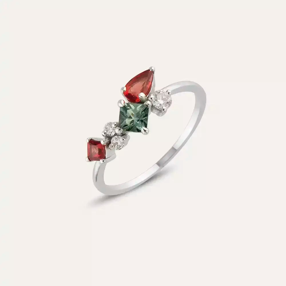 Candy 0.91 CT Multicolor Sapphire and Diamond White Gold Ring