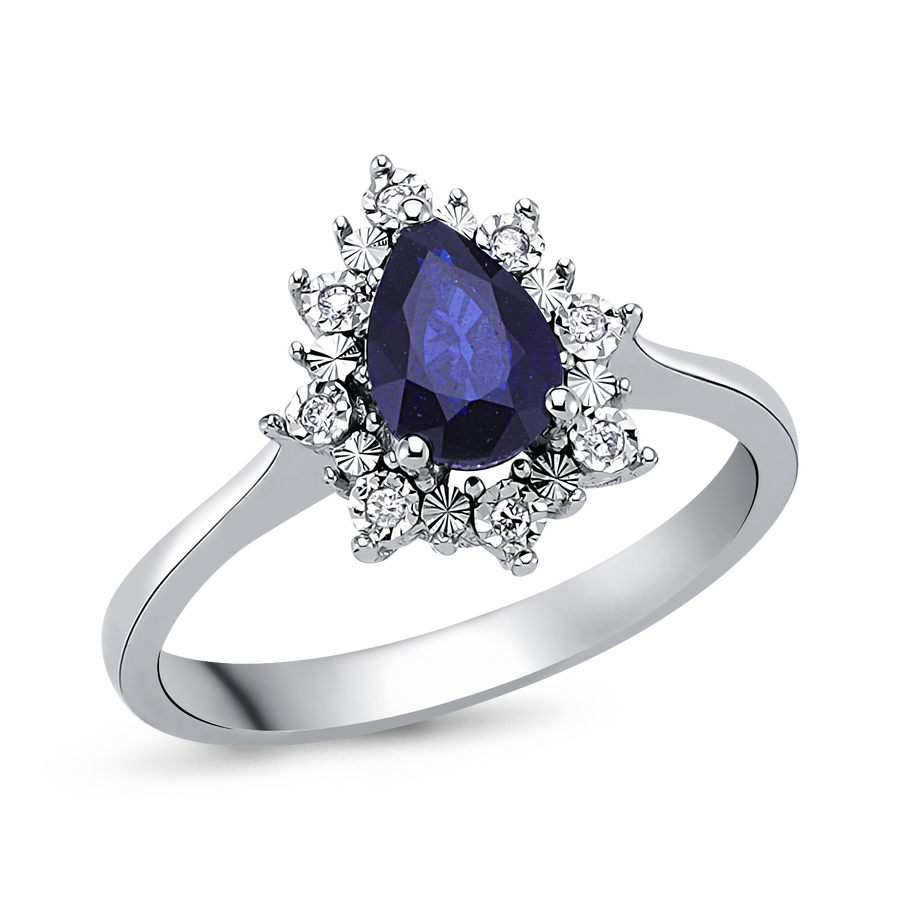 0,91 Karat Pırlantalı Safir Yüzük