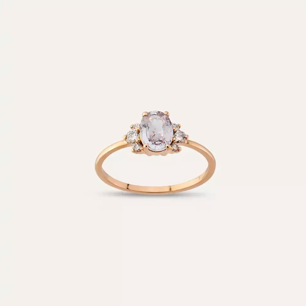 0.93 CT Light Blue Sapphire and Diamond Rose Gold Ring