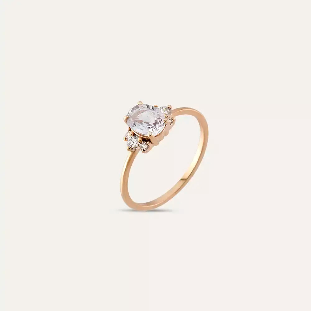 0.93 CT Light Blue Sapphire and Diamond Rose Gold Ring
