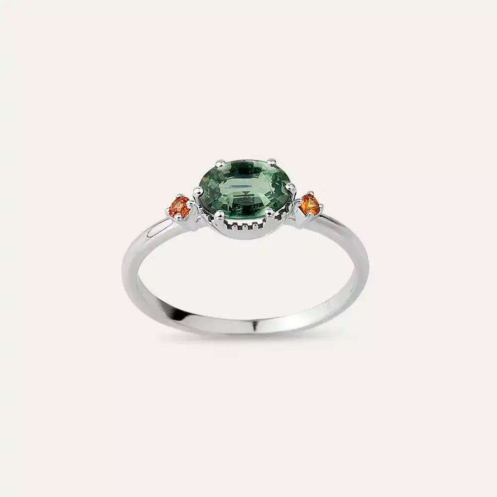 Swing 0.94 CT Green Sapphire and Orange Sapphire Ring