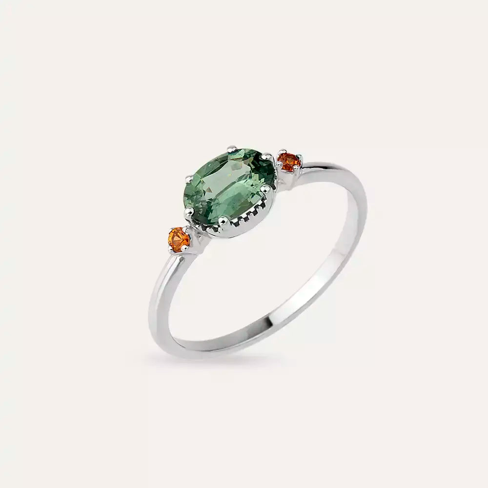 Swing 0.94 CT Green Sapphire and Orange Sapphire Ring