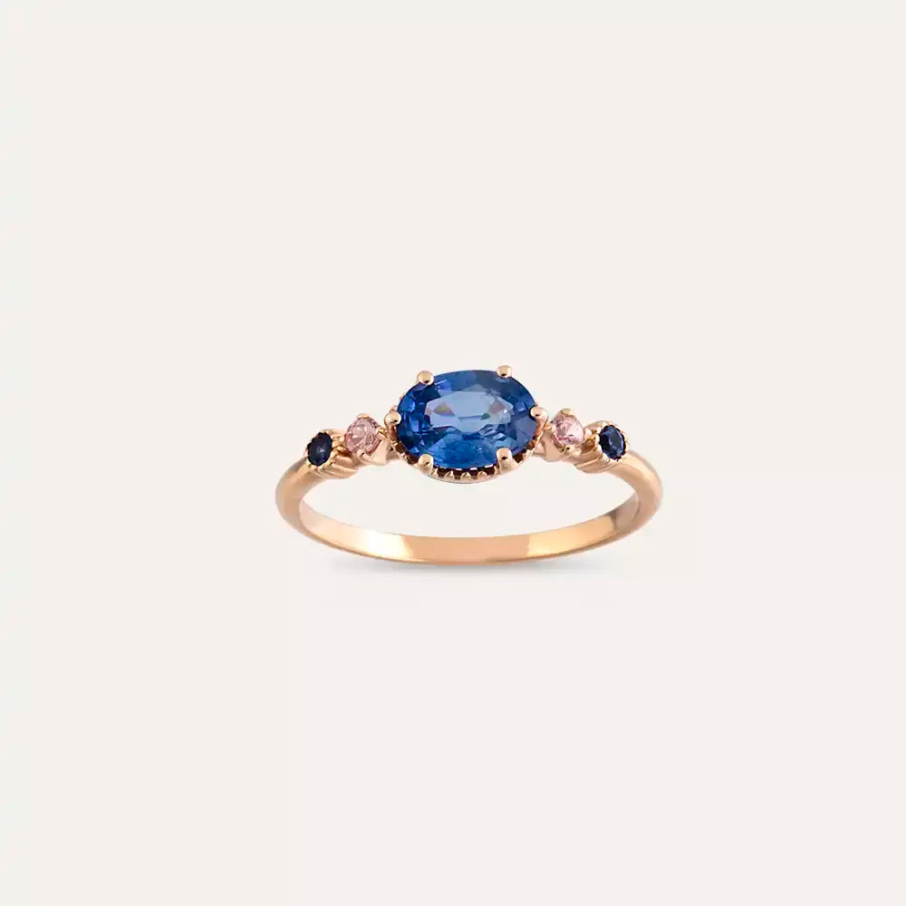 Fiver 0.94 CT Multicolor Sapphire Rose Gold Ring