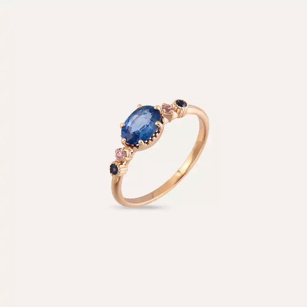 Fiver 0.94 CT Multicolor Sapphire Rose Gold Ring