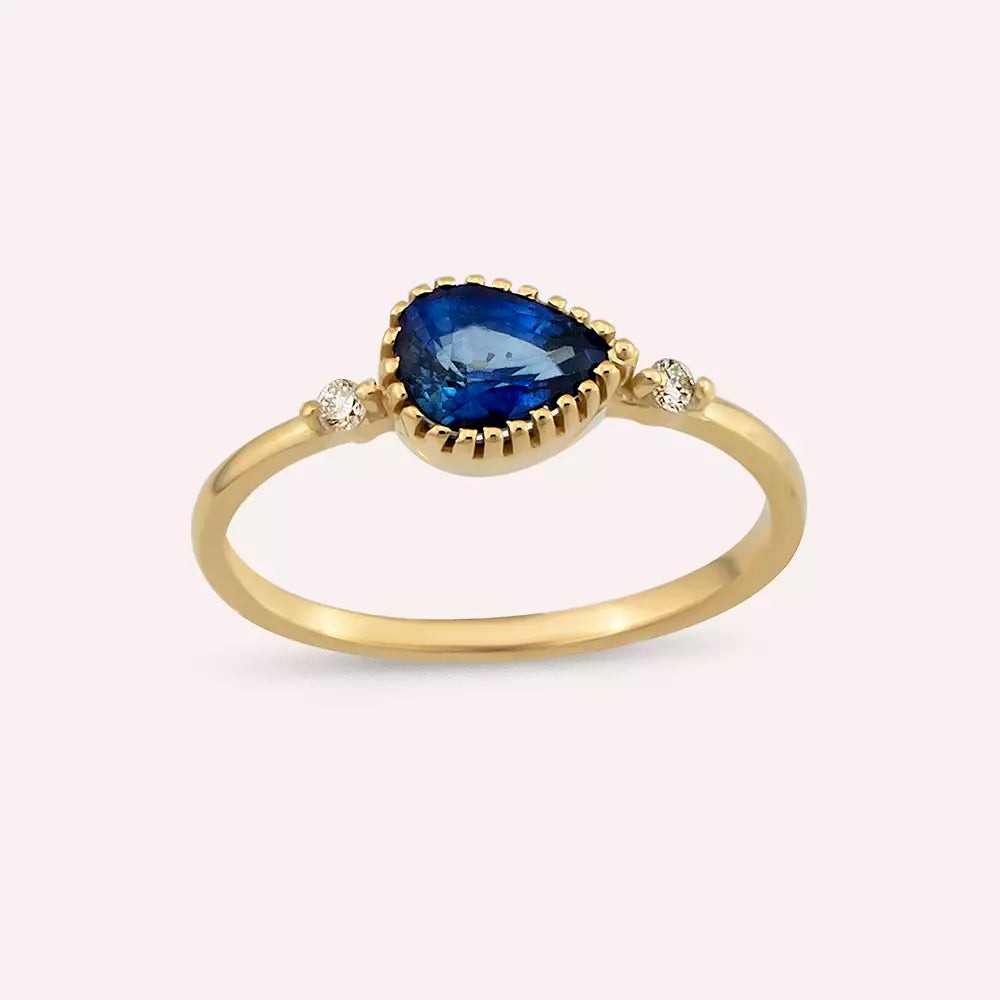 Arlo 0.94 CT Sapphire and Diamond Yellow Gold Ring